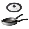 Lot 2 Poêles Avec Revêtement Dur Comme La Pierre 24 Et 28 Cm Et Couvercle Multi-diamètres