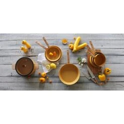 Casserole Ector Induction Aluminium Revêtu Manche En Bois 16 Cm Jaune -Cuisine Fournitures Magasin 108002 4 1 Casserole Ector induction aluminium revetu manche en bois 16 cm jaune Ogo