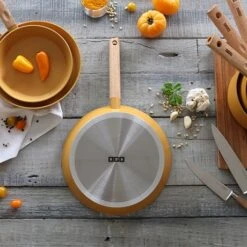 Poêle Ector Induction Aluminium Revêtu Manche En Bois 24 Cm Jaune -Cuisine Fournitures Magasin 108006 2 1 Poele Ector induction aluminium revetu manche en bois 24 cm jaune Ogo