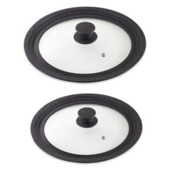 Lot 2 Couvercles En Verre Multi-diamètres De 16 à 28 Cm