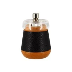 Moulin à Poivre En Bois Effet Cuir Noir