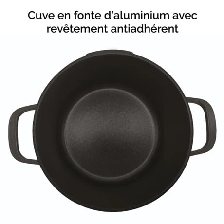 Cocotte Légère Ronde En Fonte D'aluminium 24 Cm 4,5 L Coloris Noir 5 Cocotte Légère Ronde En Fonte D'aluminium 24 Cm 4,5 L Coloris Noir – Image 5