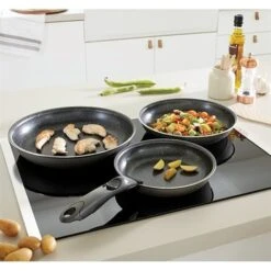 Batterie Poêles Anti-adhérentes Effet Pierre Manche Amovible Et 2 éponges Végétales -Cuisine Fournitures Magasin 209048 3 3 Batterie poeles anti adherentes Effet Pierre manche amovible et 2 eponges vegetales Mathon