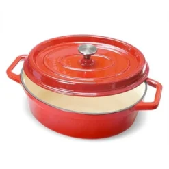 Cocotte En Fonte Ovale 33 Cm 6 L Rouge -Cuisine Fournitures Magasin 213222 3 9 Cocotte en fonte ovale 33 cm 6 L rouge Mathon