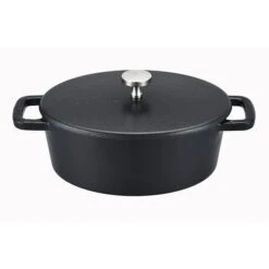 Mini Cocotte En Fonte émaillé Ovale Black Design 12,5 Cm Noir Mat