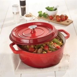 Cocotte En Fonte Ronde 24 Cm 3,7 L Rouge -Cuisine Fournitures Magasin 213286 2 2 Cocotte en fonte ronde 24 cm 3 7 L rouge Mathon