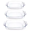 Set De 3 Plats à Four Rectangulaires En Verre Borosilicate