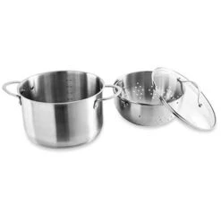 Faitout Inox 24 Cm Avec Panier Passoire Rotatif Et Couvercle En Verre 6,7 L -Cuisine Fournitures Magasin 273095 4 4 Faitout inox 24 cm avec panier passoire rotatif et couvercle en verre 6 7 L Mathon