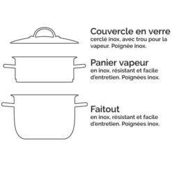 Cuiseur Vapeur Inox 26 Cm 1 Panier -Cuisine Fournitures Magasin 274017 2 4 Cuiseur vapeur inox 26 cm 1 panier Mathon
