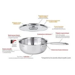 Faitout Avec Couvercle Inox Castel'pro 24 Cm -Cuisine Fournitures Magasin 27672 4 6 Faitout avec couvercle inox Castel pro 24 cm Cristel