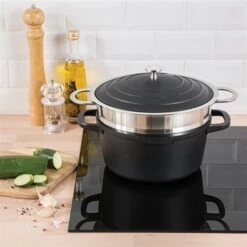 Lot Cocotte Légère Ronde Fonte Aluminium 24 Cm 4,5 L Et Panier Vapeur Multidiamètre -Cuisine Fournitures Magasin 279166 2 5 Lot cocotte legere ronde fonte aluminium 24 cm 4 5 L et panier vapeur multidiametre Mathon