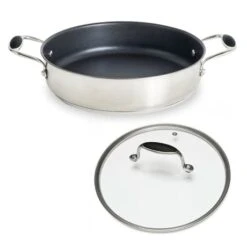 Sauteuse Anti-adhérente Avec Anses Excell’Inox 28 Cm Et Couvercle En Verre