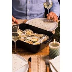 Meilleures ventes -Cuisine Fournitures Magasin 301367 1 2 Plat a four ceramique Appolia rectangulaire noir mat 36 cm Peugeot