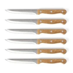 LIVOO Bloc De 6 Couteaux à Steak En Bois -Cuisine Fournitures Magasin 411005 2 3 Bloc de 6 couteaux a steak en bois Livoo
