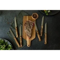 LIVOO Bloc De 6 Couteaux à Steak En Bois -Cuisine Fournitures Magasin 411005 4 3 Bloc de 6 couteaux a steak en bois Livoo