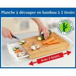 Planche à Découper En Bambou à 2 Tiroirs 5 Planche à Découper En Bambou à 2 Tiroirs -Cuisine Fournitures Magasin 48132 2 3 Planche a decouper en bambou a 2 tiroirs Wenko by Maximex