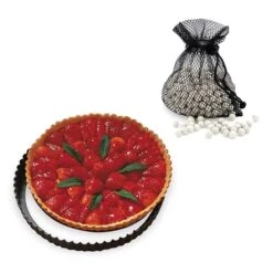 Lot Moule à Tarte Amovible 24,5 Cm + Billes En Céramique 600 G