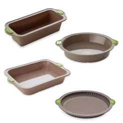 Lot 4 Moules à Cake, Tarte, Manqué Et Four Rigiflex Silicone Et Acier