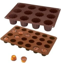 Lot De 2 Flexi'plaques En Silicone 12 Canelés Et 24 Mini-canelés