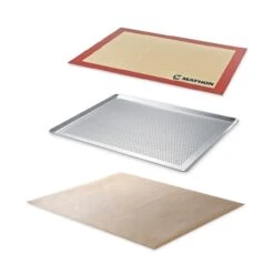 Lot Plaque à Pâtisserie, Tapis De Cuisson Silicone Et Feuille De Protection Pour Four