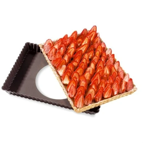 Moule à Tarte Amovible Rectangle Acier Revêtu Anti-adhérent Bords Cannelés 30 Cm 1 Moule à Tarte Amovible Rectangle Acier Revêtu Anti-adhérent Bords Cannelés 30 Cm