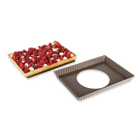 Moule à Tarte Amovible Rectangle Acier Revêtu Anti-adhérent Bords Cannelés 30 Cm 2 Moule à Tarte Amovible Rectangle Acier Revêtu Anti-adhérent Bords Cannelés 30 Cm – Image 2