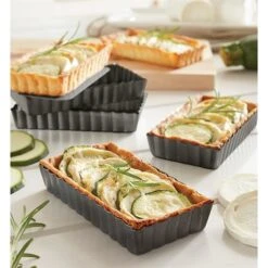 Set De 4 Moules à Tartelettes Avec Fonds Amovibles -Cuisine Fournitures Magasin 541084 2 4 Set de 4 moules a tartelettes avec fonds amovibles Mathon