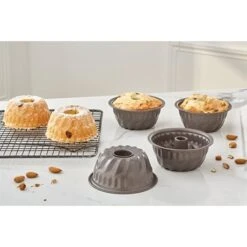 Set De 4 Moules à Mini Kouglof Acier Revêtement Antiadhérent 10 Cm