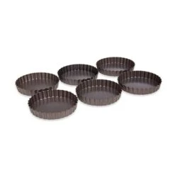 Set De 6 Moules à Tartelette Avec Fond Amovible Acier Revêtement Antiadhérent 12 Cm -Cuisine Fournitures Magasin 544008 2 4 Set de 6 moules a tartelette avec fond amovible acier revetement antiadherent 12 cm Mathon