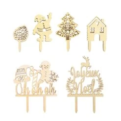 Kit De Décorations De Noël En Bois Pour Bûches Et Gâteaux