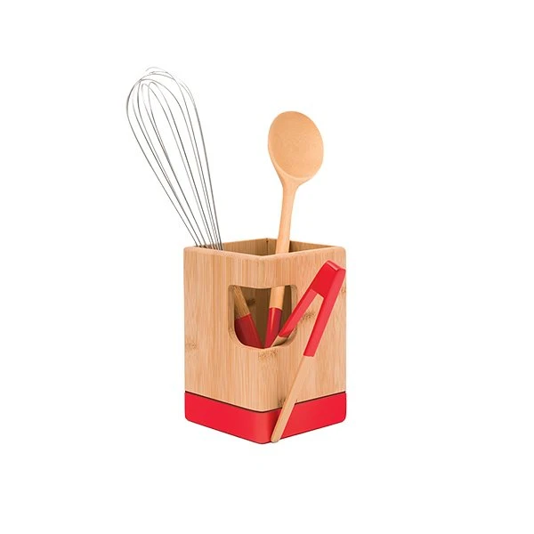 Pot à Ustensiles Bambou Rouge 1 Pot à Ustensiles Bambou Rouge