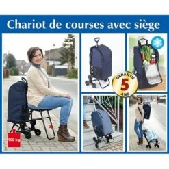 Chariot De Courses Avec Siège Bleu -Cuisine Fournitures Magasin 604011 2 4 Chariot de courses avec siege bleu Wenko by Maximex