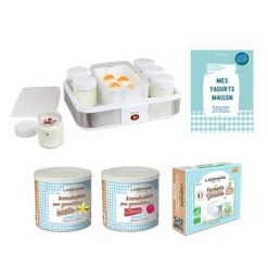 Lot Yaourtière + Ferments + Arômes Vanille Et Framboise + Livre Recettes