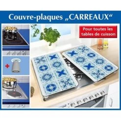 Set 2 Couvre-plaques Carreaux Bleus 7 Set 2 Couvre-plaques Carreaux Bleus -Cuisine Fournitures Magasin 623001 3 3 Set 2 couvre plaques carreaux bleus Wenko by Maximex
