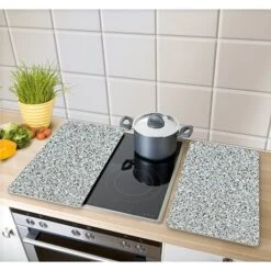 Set 2 Couvre-plaques Protection Motifs Granit -Cuisine Fournitures Magasin 62342 2 5 Set 2 couvre plaques protection motifs Granit Wenko by Maximex