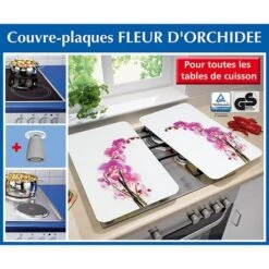 Set 2 Couvre-plaques Protection Motifs Orchidée -Cuisine Fournitures Magasin 62346 2 1 Set 2 couvre plaques protection motifs Orchidee Wenko by Maximex
