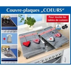 Set 2 Couvre-plaques Protection Motifs Coeurs -Cuisine Fournitures Magasin 62367 2 5 Set 2 couvre plaques protection motifs Coeurs Wenko by Maximex