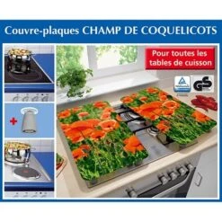 Set 2 Couvre-plaques Protection Motifs Coquelicot -Cuisine Fournitures Magasin 62369 2 5 Set 2 couvre plaques protection motifs Coquelicot Wenko by Maximex