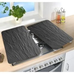 Set 2 Couvre-plaques Protection En Verre Motifs Ardoise