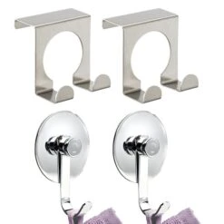 Lot 2 Crochets De Porte + 2 Crochets Muraux