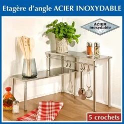 Étagère Angle 2 étages En Acier Inoxydable -Cuisine Fournitures Magasin 67544 2 1 Etagere angle 2 etages en acier inoxydable Wenko by Maximex