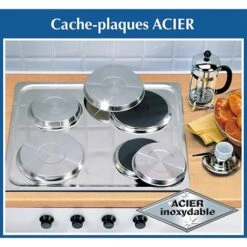 Set De 4 Cache-plaques En Inox -Cuisine Fournitures Magasin 67600 3 3 Set de 4 cache plaques en inox Wenko by Maximex