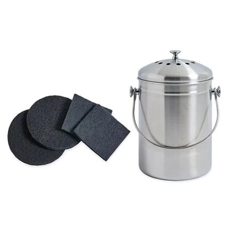 Lot Seau à Compost En Inox 5 L Et 4 Filtres à Charbon Antiodeurs 1 Lot Seau à Compost En Inox 5 L Et 4 Filtres à Charbon Antiodeurs