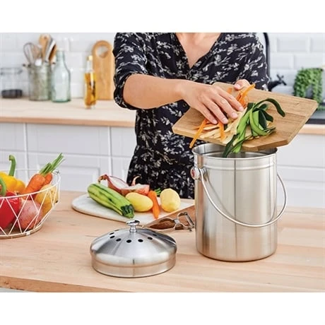 Lot Seau à Compost En Inox 5 L Et 4 Filtres à Charbon Antiodeurs 2 Lot Seau à Compost En Inox 5 L Et 4 Filtres à Charbon Antiodeurs – Image 2