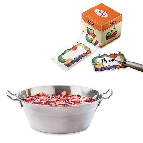 Lot Bassine à Confiture 38 Cm Et 100 étiquettes Autocollantes Décor Fruits 1 Lot Bassine à Confiture 38 Cm Et 100 étiquettes Autocollantes Décor Fruits