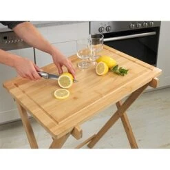 Table Pliante Avec Plateau Amovible Lugo En Bambou -Cuisine Fournitures Magasin 691014 2 2 Table pliante avec plateau amovible Lugo en bambou Wenko by Maximex