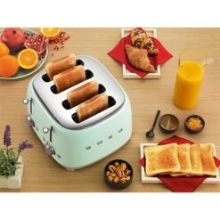 Smeg Toaster 4 Fentes 2000 W TSF03PGEU Vert D’eau -Cuisine Fournitures Magasin 700061 2 1 Toaster 4 fentes 2000 W TSF03PGEU vert d eau Smeg
