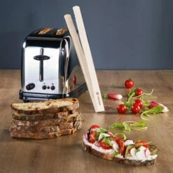 Set Grille-pain Cool Touch 2 Tranches Et Pince à Toast En Bois -Cuisine Fournitures Magasin 729023 3 1 Set grille pain cool touch 2 tranches et pince a toast en bois