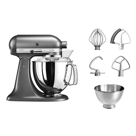 KitchenAid Robot Pâtissier Artisan Tête Inclinable 4,8 L 300 W Gris étain 5KSM175PSEMS + Accessoires 1 KitchenAid Robot Pâtissier Artisan Tête Inclinable 4,8 L 300 W Gris étain 5KSM175PSEMS + Accessoires