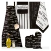 Set Manique, Gant, Torchon Et Tablier Noir Sel & Poivre
